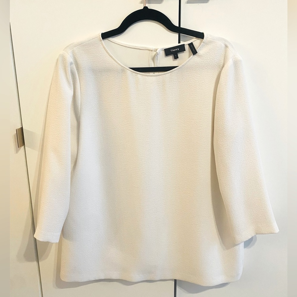 Lk NEW Theory Leya T Claradon white cross-back top size large